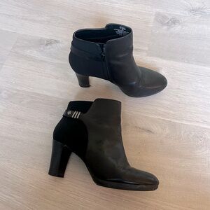 Anne Klein black leather Sully heeled booties